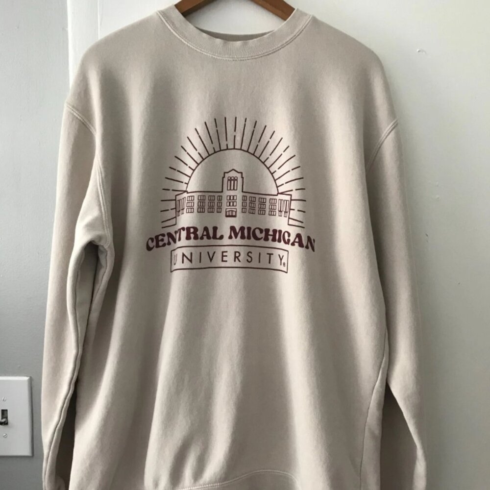 USCAPE Apparel Central Michigan University Beige Crewneck Sweatshirt Size Large